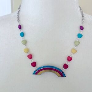 HAND CRAFTED RAINBOW PRIDE CHOKER  Hearts Red Orange Yellow Green Blue Purple